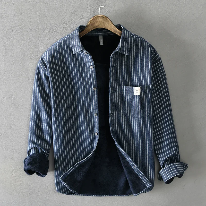 Flannel Shirt Lined - Мужские зимние модные теплые толстые классические