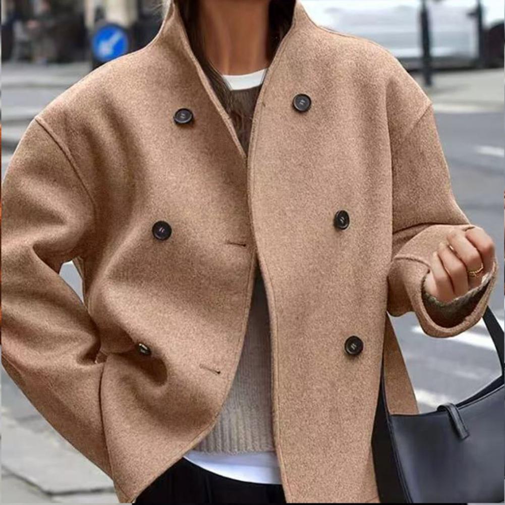 Wool Coat Peacoat - Женское зимнее укороченное шерстяное пальто, двубортный
