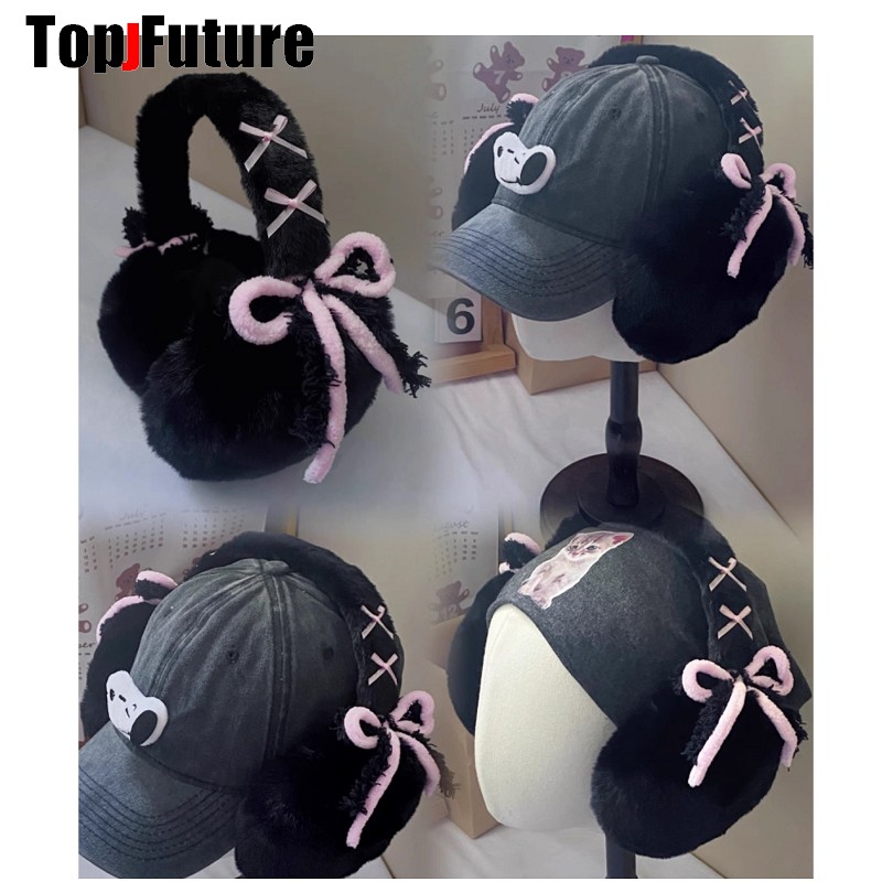 Harajuku Y2k милые с бантом в  – обзор и цена Earmuffs Foldable