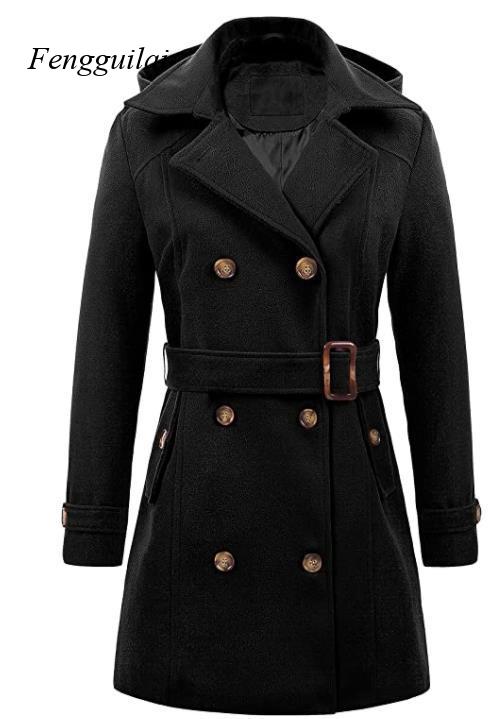 Женское черное двубортное шерс – обзор и цена Wool Coat Peacoat