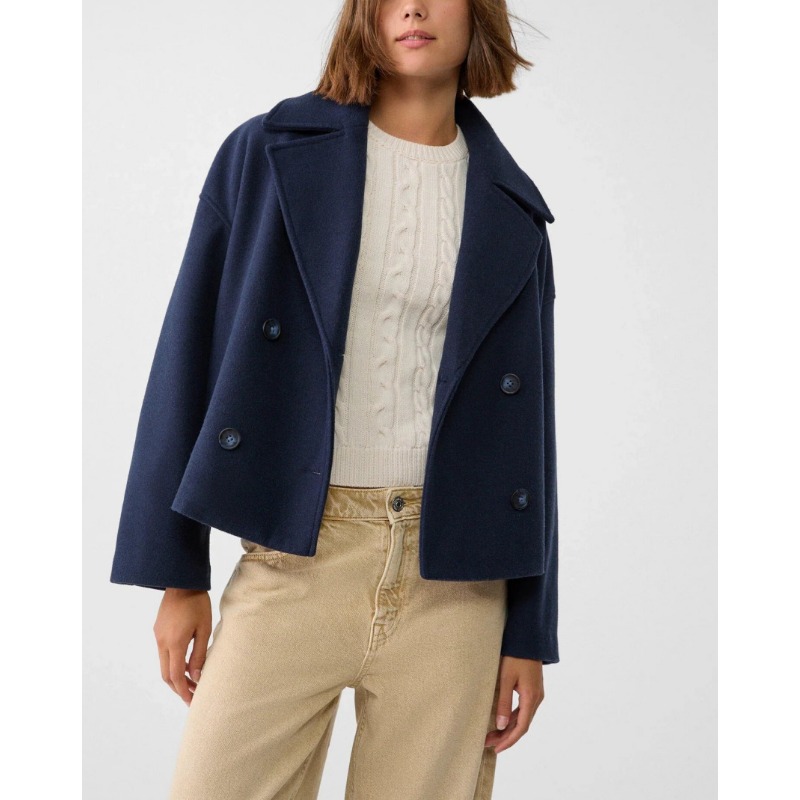 Женский короткий двубортный ше – обзор и цена Wool Coat Peacoat