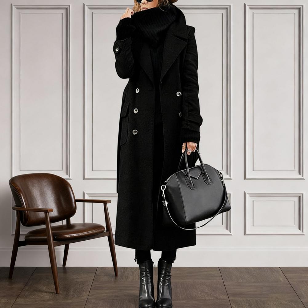 Женское двубортное пальто-трен – обзор и цена Wool Coat Peacoat